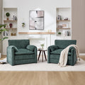 Tbfit Oversized Accent Chair Set of 2 Modern Chenille Armchair for Living Room Comfy Upholstered Reading Chairs for Bedroom Apartment Office RV Green