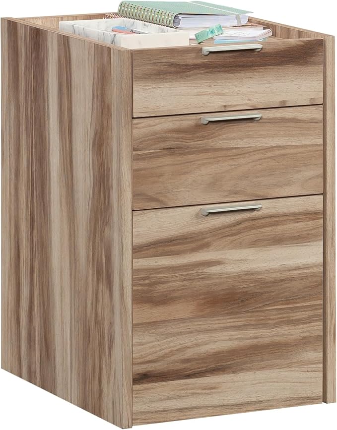 3 Drawer Small File Cabinet with Lock Under Desk Locking Drawers Storage Organizer for Home Office Filing CabinetsAcaciaWood