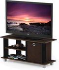 Furinno SIMPLISTIC TV Stand 3-Tier Entertainment Center Open Shelf TV Console for TV up to 33 Inch with Bin Drawers for Living Room Bedroom Columbia Walnut