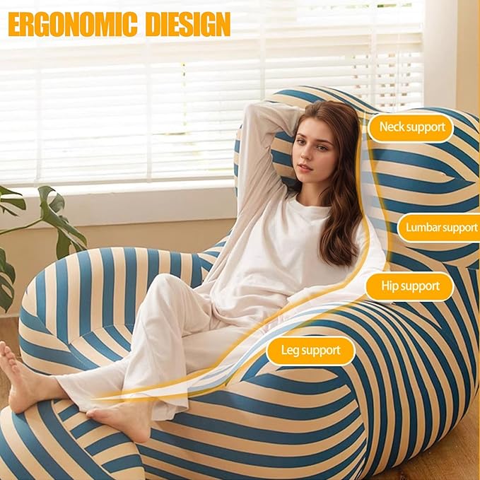 MEISIMAN Small Couch Mother's Embrace Loveseat Sofa - Mini Couch with Movable Ottoman Modern Comfy Linen Fabric &amp Memory Foam Compression Sofa Chair for Lounge Bedroom Living Room (Blue Yellow)