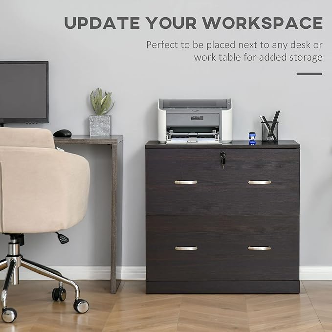 2 Drawer File Cabinet with Lock Small Filing Cabinets Under Desk Storage Organizer for Home Office Vertical 2-Drawers Locking Cabinet for Letter SizeNatural
