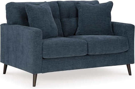 Signature Design by Ashley Bixler Classic Tufted Loveseat with Removable Cushions Blue