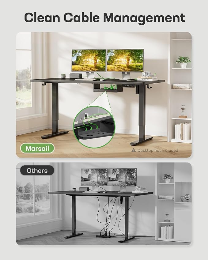 Marsail Standing Desk FrameElectric Standing Desk Legs with Powerful MotorHeight-Adjustable Desk Leg with 176 lbs Max Load for Various DesktopsStand up Desk Legs with 4 Memory PresetsFrame Only