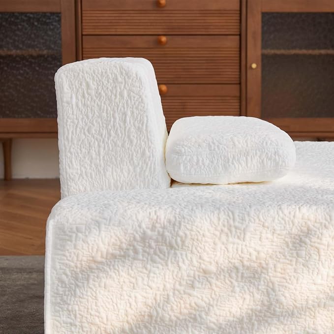 120 White Boneless Sectional Couches for Living Room 3 Seater Couch with Pillow Upholstered Comfy Cloud Couch Deep Seat Sofa No Assembly for Bedroom and Apartment