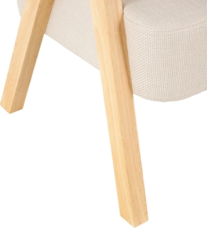 Deco 79 Polyester Living Room Accent Chair Arched Boucle Side Chair with Brown Angled Wooden Legs Corner Chair 25 x 26 x 28 Beige