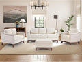 4-Piece Living Room Sofa Set with Coffee Table Vintage Rivet Couch Sets with Solid Wood Legs Sofas Furniture of Ottoman with Storage Space Armchair Loveseat and 3-Seat Sofa Beige