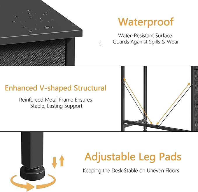 Small Desk with 5 Fabric Drawers 33 Inch Writing Desk for Home Office Simple PC Desks for Small Place Kids Girls Teen Study Table Vanity for Bedroom Dorm Black 14 D