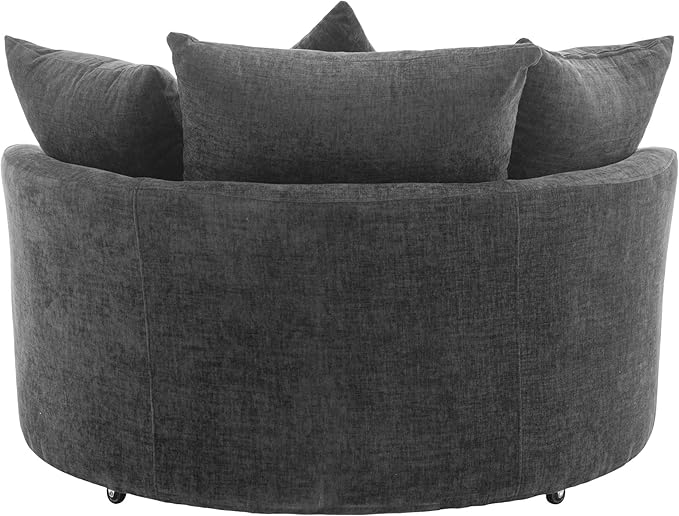 Yoglad Oversized Round Swivel Accent Chair - Modern 360 Degree Barrel Chairs with Storage Ottoman for Living Room Bedroom(Chenille- Gray)