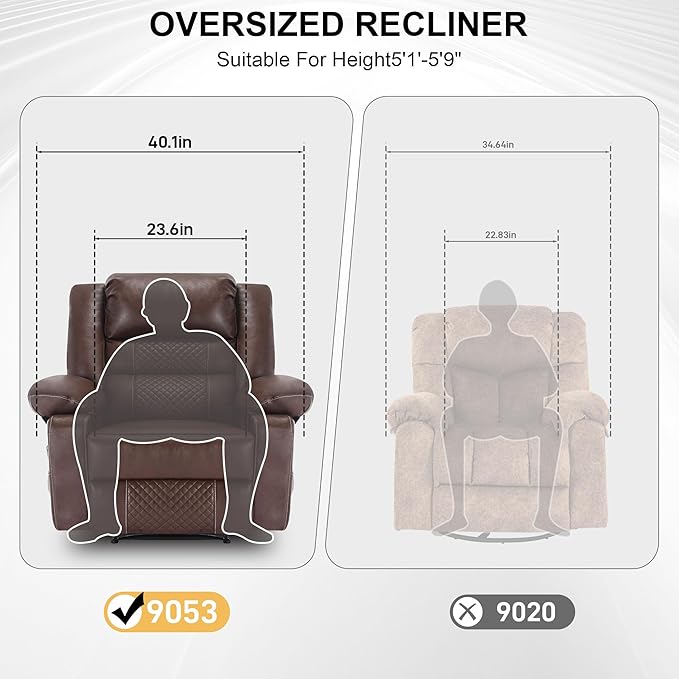 Massage Chair Recliner with HeatComfotable Lazy Boy Recliner Chair with 2 Side PocketsManual Recliners Chairs for AdultsOversized Recliners Chairs for Big and Tall ManHeavy DutyPU Leather