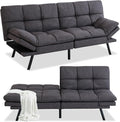 Opoiar Futon Sofa Bed Modern Memory Foam Sleeper Sofa Convertible Grey Couch Adjustable Armrest&ampBackrest Leather Futon for Living SpaceApartmentOffice Sofabed