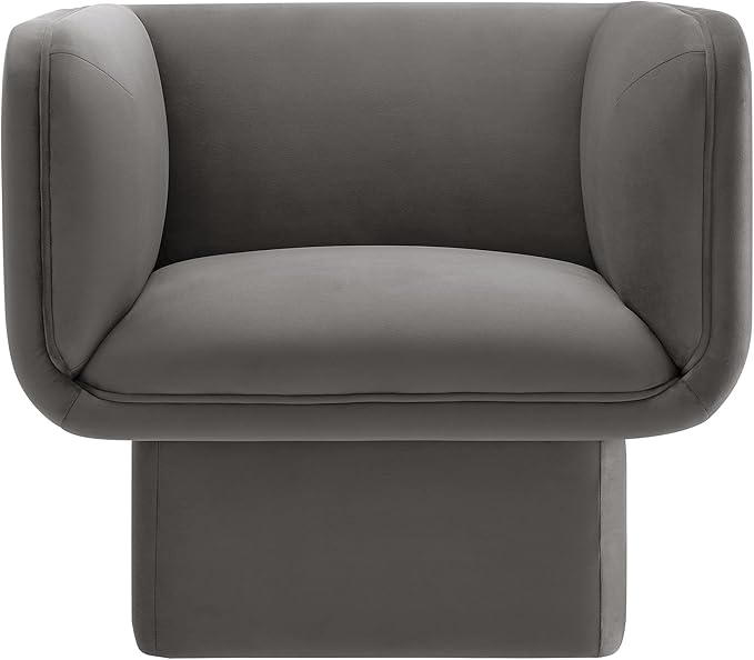 Modway Tate Performance Velvet Accent Chair in Storm Gray - Upholstered Club Chair - Modern Barrel Armchair - Comfy Reading Leisure Chair for Living Room Bedroom Office