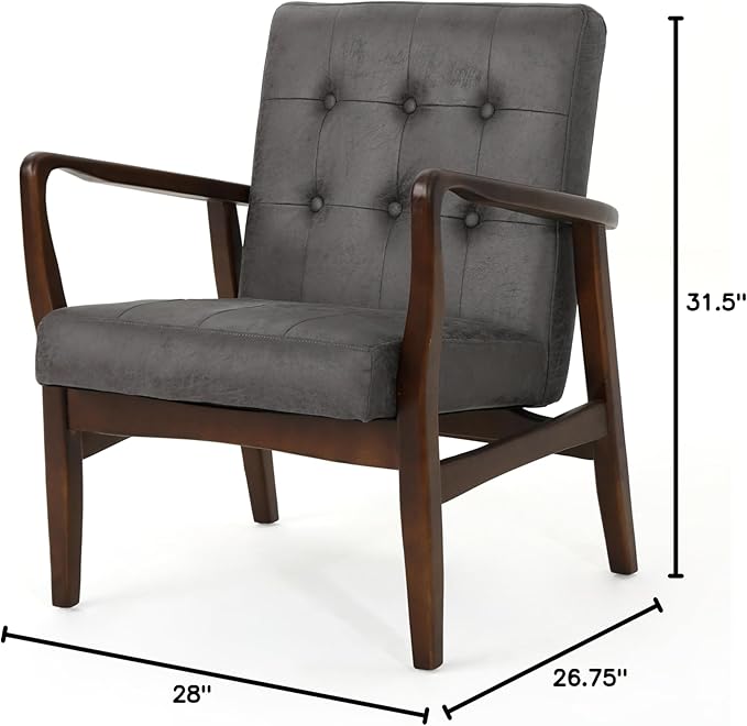 Club Chair Mid Century Modern Microfiber Club Chair with Wood Frame Accent Chairs for Living Room/Bedroom/Office/Cafe