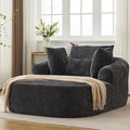 65.7 Oversized Chaise Longue Chair Indoor Modern Upholstered Corduroy Deep Seat Sofa Bed with Throw Pillows and Armrests Sleeper Sofa Couch for Living Room (Black)
