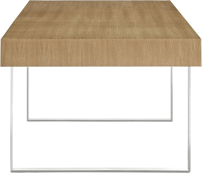 Modway Tinker Contemporary Modern Wood and Stainless Steel Office Desk With Two Drawers in Natural
