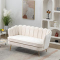 Chifee &amp Vingol Upholstered Small Loveseat for Small Space with Golden LegsBeige