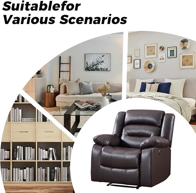 EBELLO Classic Power Recliner Chair Oversized Electric Reclining Chair with Overstuffed Cushion and Back Soft Fabric Adults Single Recliner Sofa for Living Room Set of 2 Brown