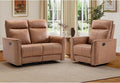 EBELLO Faux Leather Manual Recliner Sofa Set 1 Seat Recliner Chair and a Loveseat Reclining Couch Furniture Set for Living Room Brown