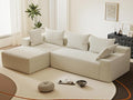 108Modern Sectional SofaModular Convertible L-Shape SofasUpholstered Couches with Deep SeatPet-Friendly Sponge Sofa for Living Room BedroomSofa bed for small space (Beige Left facing chaise)