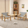 Detachable and Washable Oak Accent Chair Wide Armrest Mid-Century Lounge Chair Linen Fabric Armchair &amp Solid Wood Frame for Living Room Bedroom Balcony (White) (Light Grey + Wood+Fabric + Oak)
