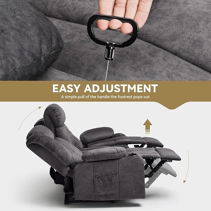 COMHOMA Manual Recliner Chair SetFabric Reclining Sofa Chair with Cup Holders Upholstered Recliner with Side Pockets Suitable for Living Room Furniture (3)