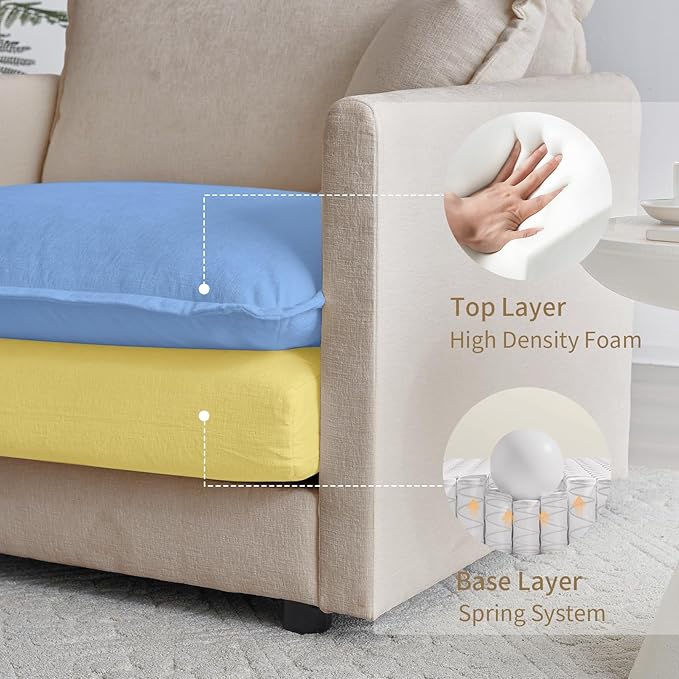 Oversized Accent Chair 41.4 Inch Big Comfy Deep Seat Arm Chair Chenille Single Sofa Chair with Pillow Upholstered Cloud Chair for Living Room Bedroom Family Room Apartment Camel