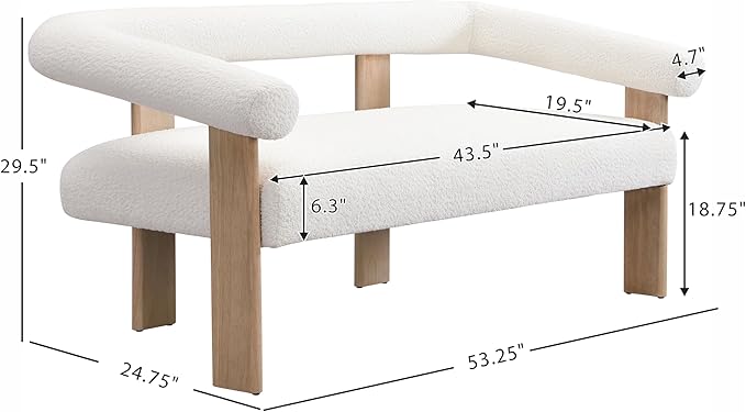 Christopher Knight Home Celen Modern Boucle Fabric Upholstered Loveseat with Round Armrest and Rubberwood Frame Comfy Living Room 2-Seater Sofa Space-Saving Couch for Hotel/Apartment Beige+Natural