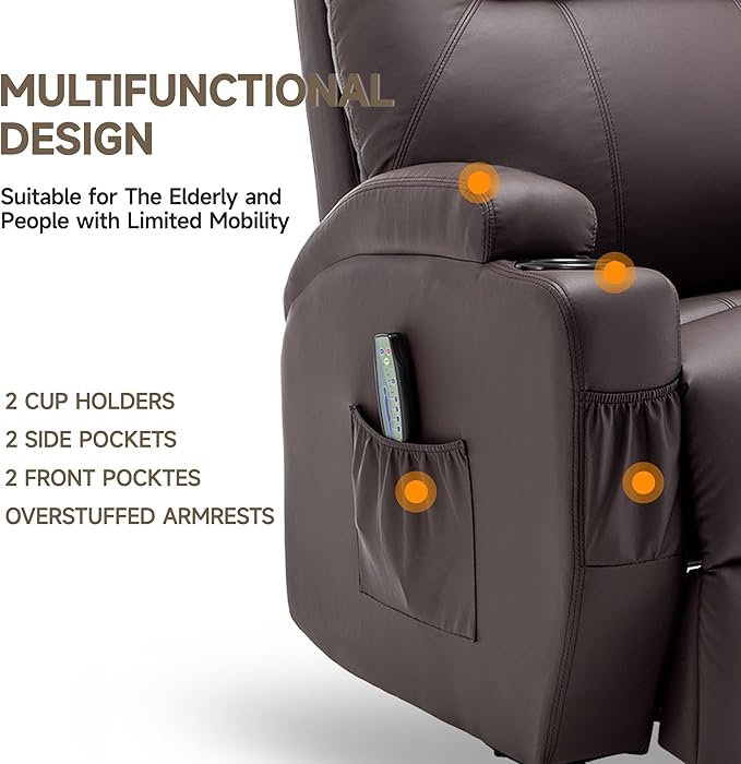 Recliner Chair Rocker Recliner Chair with Massage and Heat Manual Recliner Chairs for Adults 360° Swivel Rocker Recliner with Remote Control and Cup Holder for Living Room Nursery