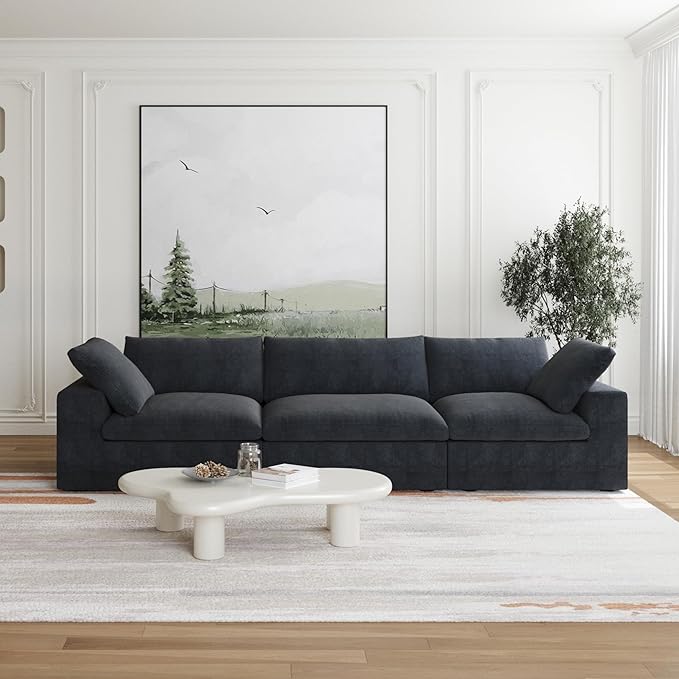 JACH 3-Seater Modular Sectional Sofas for Living Room Modern Convertible Cloud Couches Cushion Covers Removable Free Combination Module Sectional Couch for Living Room Bedroom Apartment (Black)