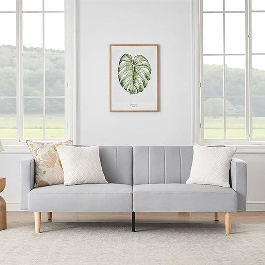 IDEALHOUSE 2024 New Futon Linen Sofa Bed - Compact and Stylish Sofa for Small Spaces - Foldable Double Sofa Furniture for Living Room Bedroom Dormitory - Linen