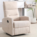Swivel Rocking Recliner Chair Upholstered Glider Rocker with Adjustable Backrest and Footrest Modern Rocking Chair for Adults with 2 Pockets for Nursery Lounge Bedroom Living Room (Beige)
