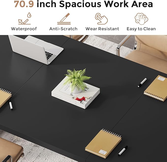 71 inch Large Simple Computer Desk Executive Office Desk Workstation Modern Study Writing Table Business Furniture for Home Office Black