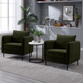 Modern Velvet Accent Chair Sets of 2 Upholstered Single Sofa Chairs Armchair with Square Arm Accent Chairs for Living Room Bedroom Apartment (Velvet Green Chairs * 2)
