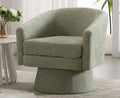 Modern Green Swivel Accent Chair Upholstered Chenille Barrel Chair Boucle Vanity Reading Chair Cozy Round Single Sofa Arm Chair Club Side Chairs for Bedroom/Waiting/Living Room