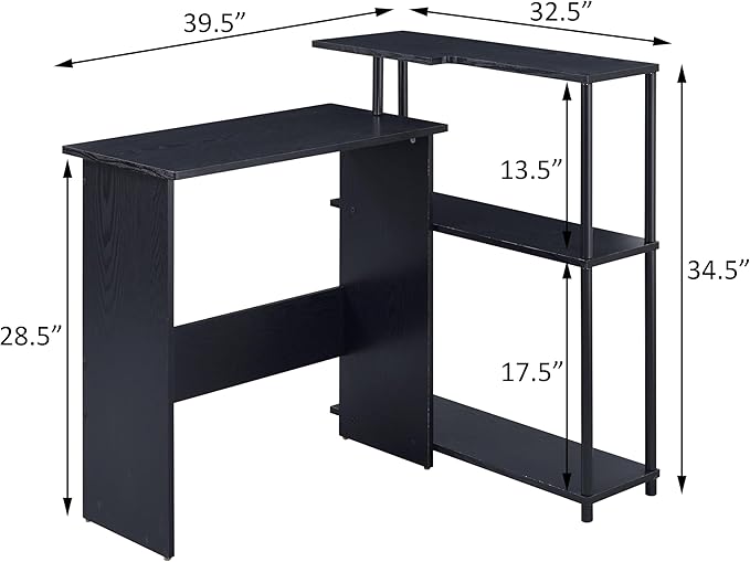 Black Office Desk with Bookshelf