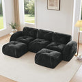 110.6'' Modular U Shaped Sectional Couches for Living Room Modern Velvet Cozy Boneless Sofa with 2 Ottoman No Assembly Required Comfy Couch Black Cloud Boneless Couch in a Box Sofas para Sala