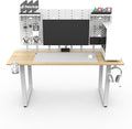 Dezctop Bifrost 160 63W x 28D Gaming PC Computer Desk with Shelves Large Workstation for Gamers or Home Office with Pegboard Built-in Cable Management Stainless Steel Frame (Oak 63W x 28D)