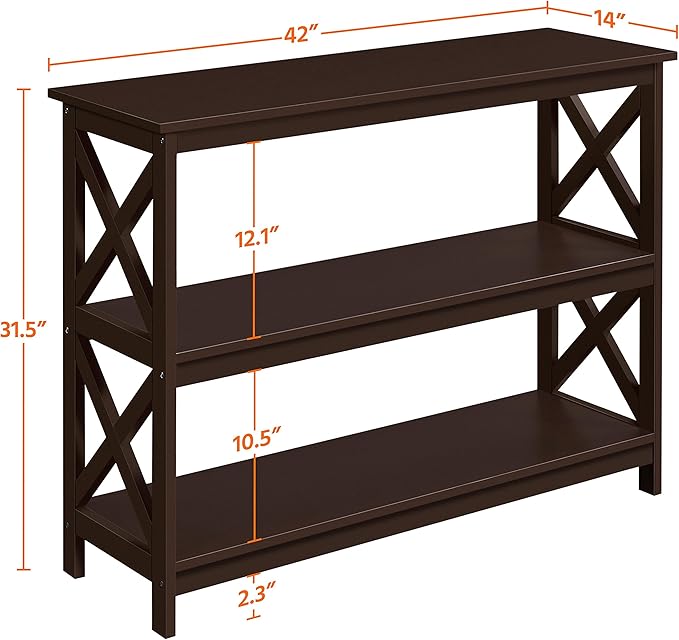 Yaheetech Television Stands &amp Entertainment Centers with 3 Tier Storage Shelf TV Stand for Living Room Espresso