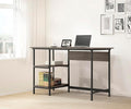 Weathered Gray Desk with 2 Metal Accent Shelves - Space Saving Home Office Solution