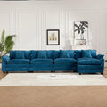 152.8 Modern Chenille Modular Cloud Sofa 4 Seater L Shaped Couch with Spring Cushions Featuring Deep Seats and Pillows Easy Assembly Comfy Large Sectional Couches for Living Room Blue