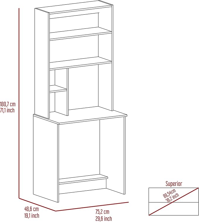 Computer Desk with Hutch and Bookshelf 29.6 Inch Study Writing Desk Study Table with Storage Shelves Modern Gaming Desk Home Office Desk Laptop Notebook PC Workstation Black