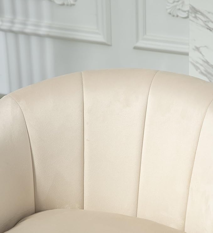 Velvet Modern Accent Armchair - Luxury Gold Frame | Versatile Seating for Living Room Bedroom Office Beige