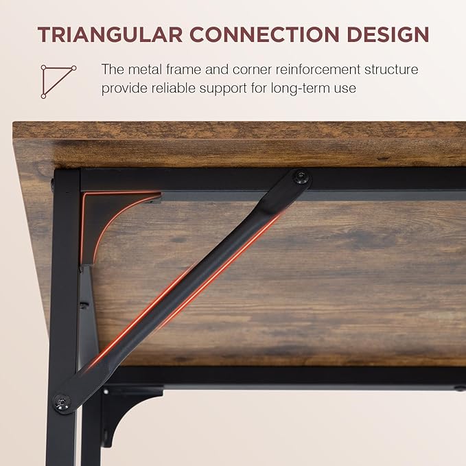 39 inch Computer Desk for Small Spaces Wood Desk Office Desk Writing Desk with Metal Frame &amp Adjustable Feet Modern Simple Computer Table PC Desk for Bedroom Home Office Brown Desk