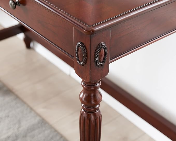 Large Computer Desk Office Table With 2 Drawers 46 Solid Wood Study Writing Desk Workstation With Storage SpaceMid-Century Vanity Dressing Table for Home OfficeCherry Walnut BSZ1533WD-1