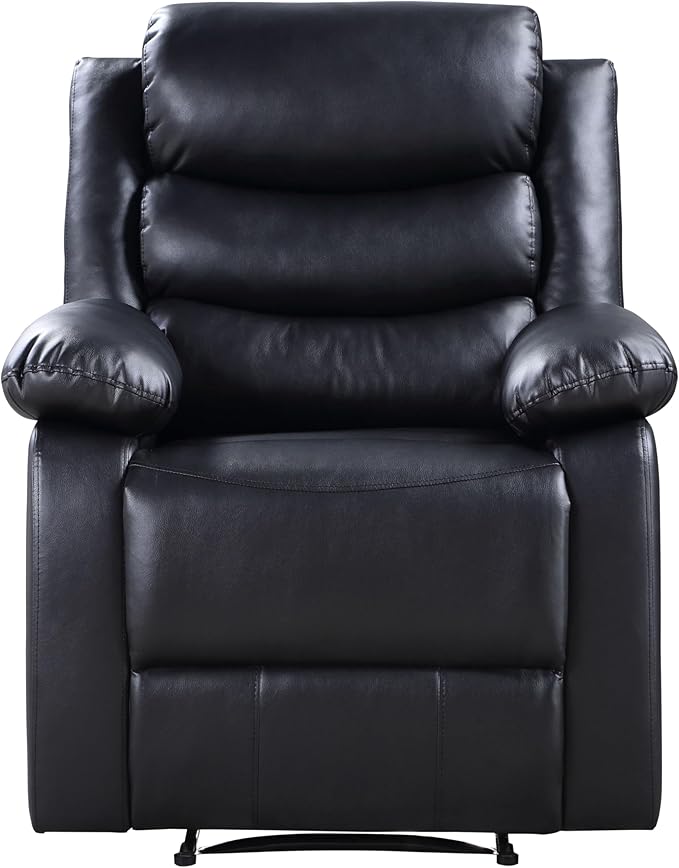 Black Power Recliner with Pillowtop Arms - Modern Living Room Chair