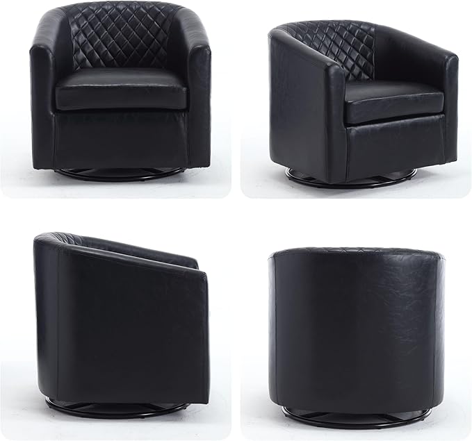 Swivel Rocker Accent ChairModern 360 Degree Swivel Barrel ChairsRound Sherpa Cozy Sofa ChairsGlide Back and Forth Armchair for Living RoomBedroomOfficeBlack