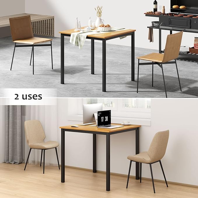 Need Small Computer Desk 31.5 inches Square Sturdy Writing Desk Small Teens Study Table Laptop Desk Teak &amp Black