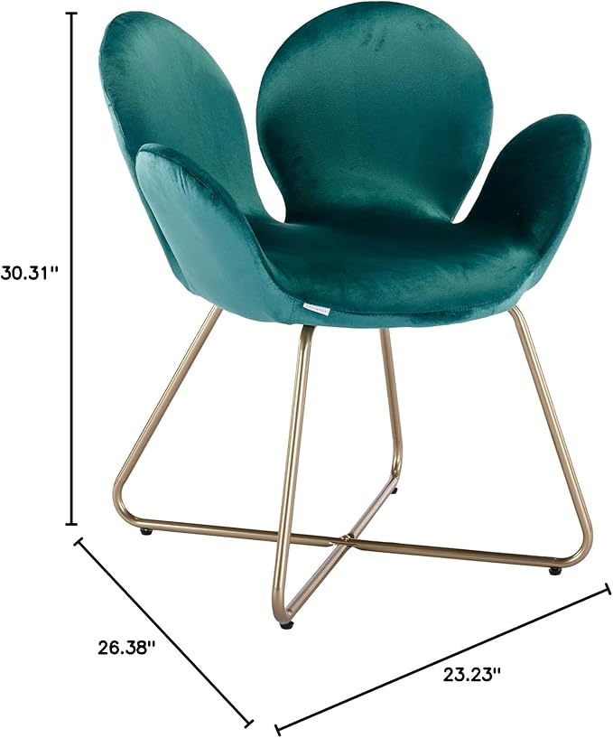 Modern Velvet Accent Chair Comfy Cute Upholstered Vanity Desk Chair w/Metal Legs Soft CushionArmchair for Living Room 2PC/Set