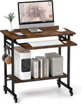 Tangkula Rolling Computer Desk Cart with Keyboard Tray Mobile Portable Laptop PC Desk with CPU Stand &amp 3 Hooks for Sofa &amp Bed Industrial Small Desk on Wheels for Small Spaces Home Office De