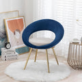 Navy Blue+Off-White Velvet Modern Accent/Conversation Lounge Chair with Gold Plated Legs Unique AppearanceSuitable for Office Lounge Living Room