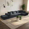 170” Modular L-Shaped Sectional Sofa Cloud Chenille Couch with 6 Pillows No-Assembly Customizable Sofa for Living Room &amp Bedroom Black